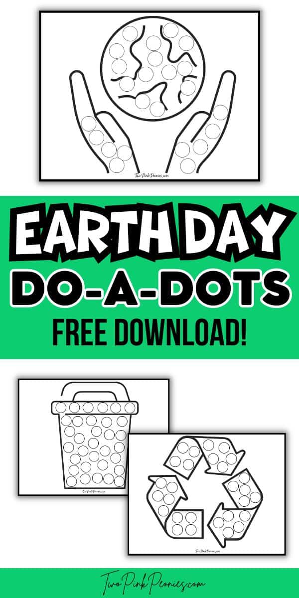 Earth day dot maker pages two pink peonies