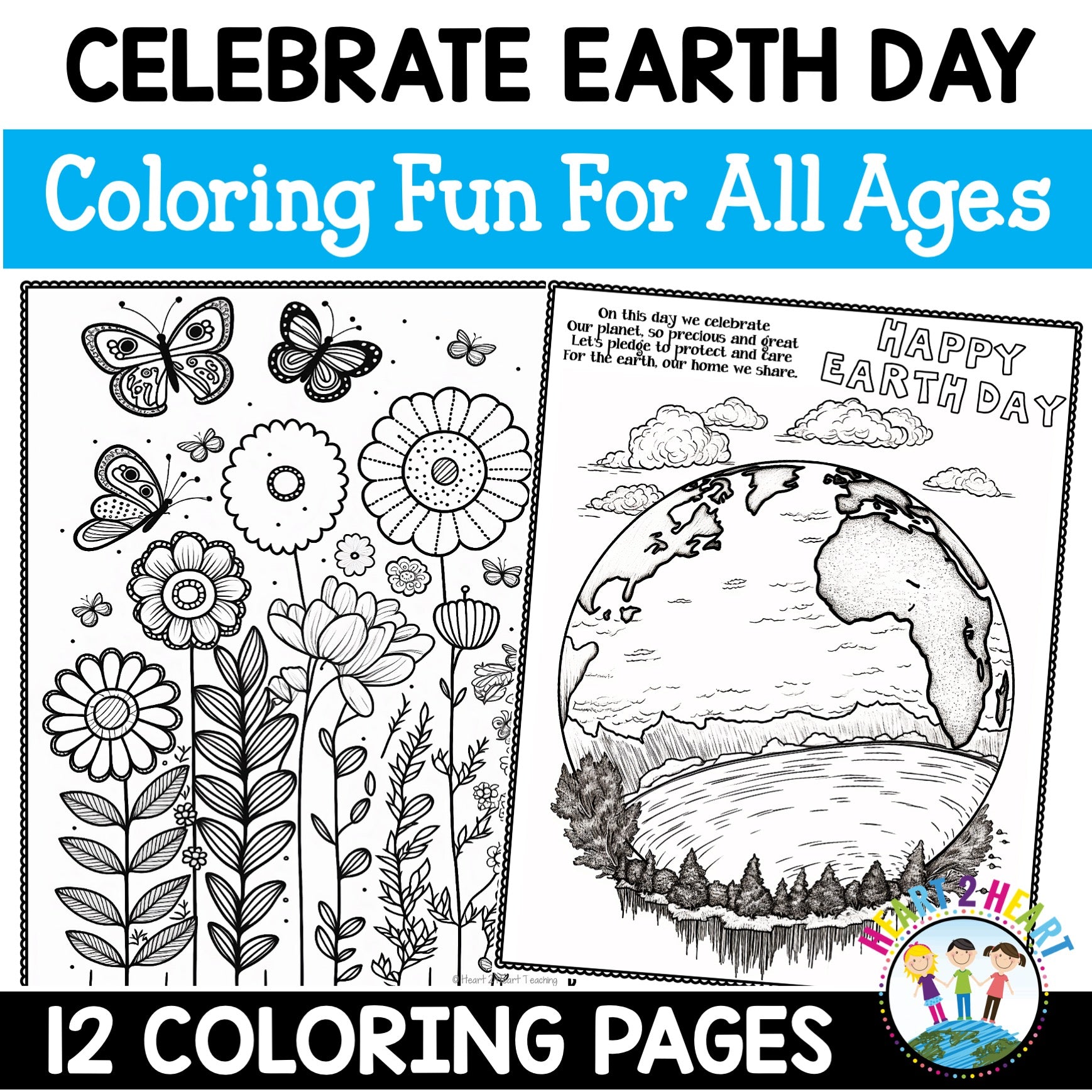 Earth day doodle coloring pages â heart heart teaching