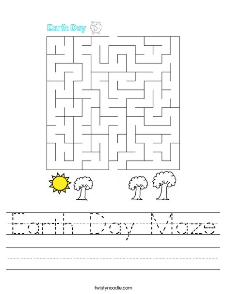 Earth day maze worksheet
