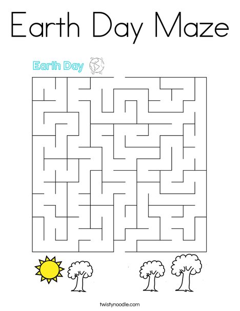 Earth day maze coloring page