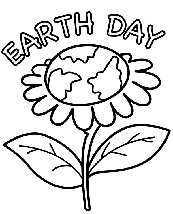 Coloring pages earth day card coloring page flower