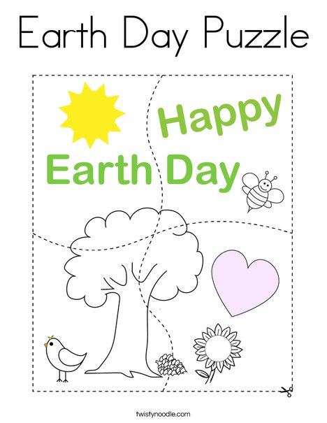 Earth day puzzle coloring page