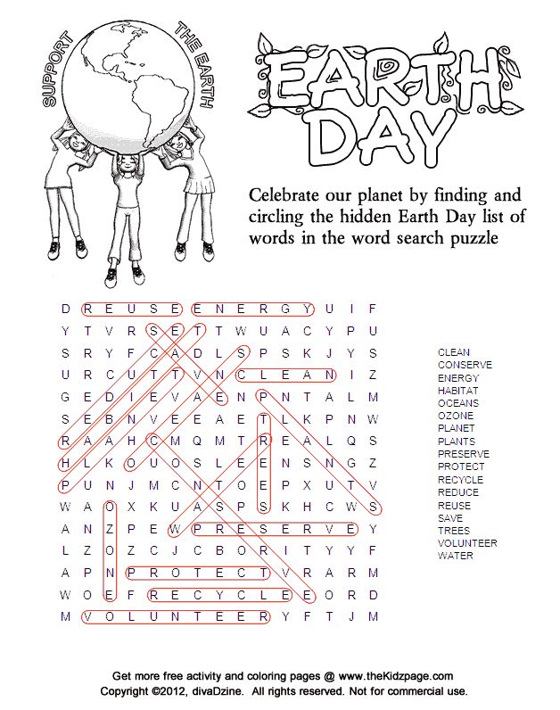 Support the earth earth day word search puzzle answers