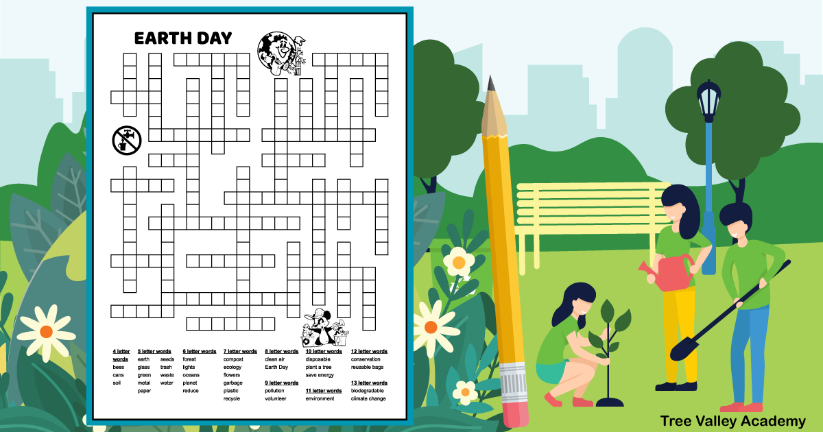 Fun earth day fill in word puzzle activity for older kids