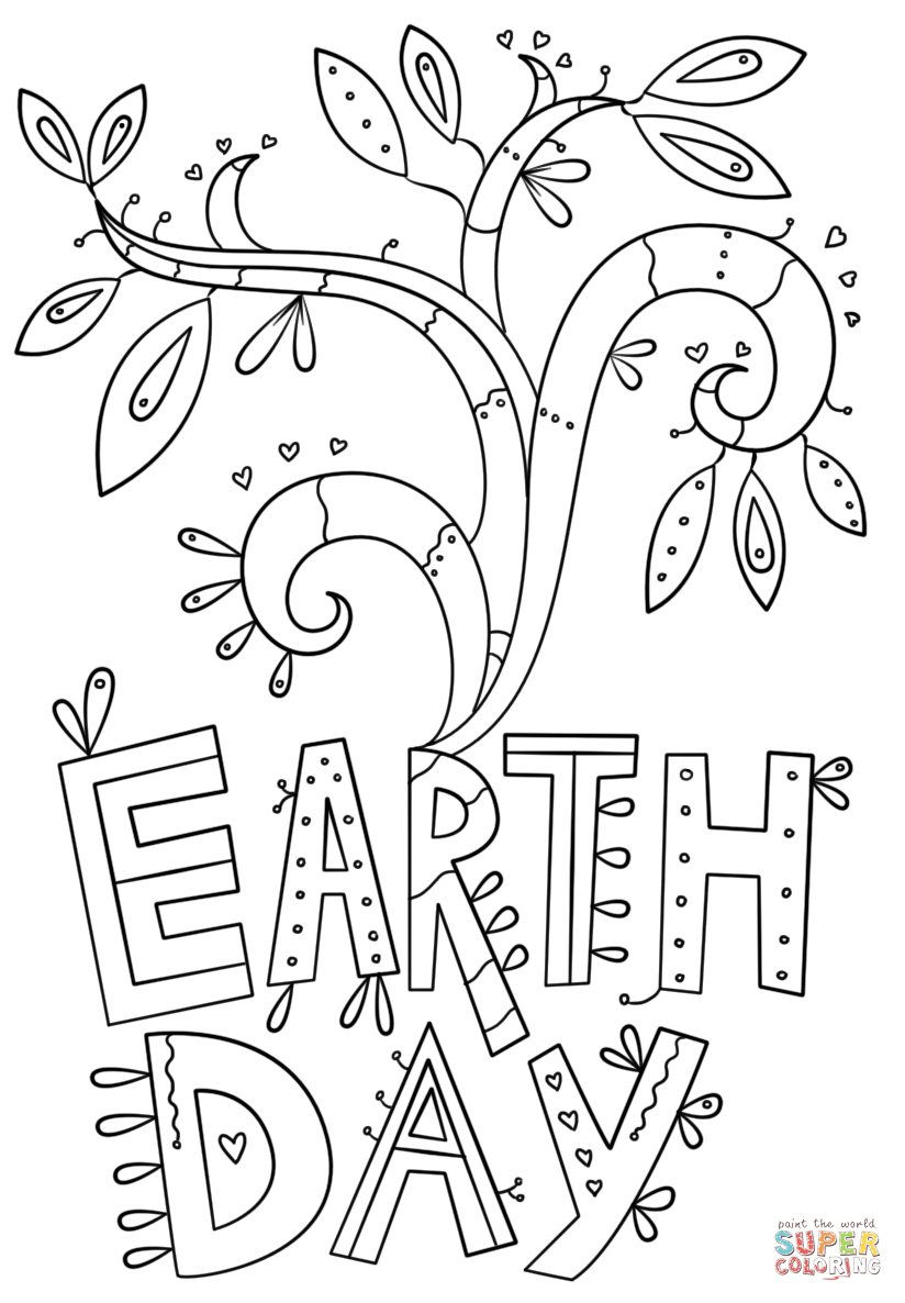 Earth day doodle coloring page free printable coloring pages