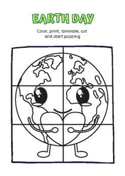 Earth day coloring puzzle craft by millennialteaching tpt