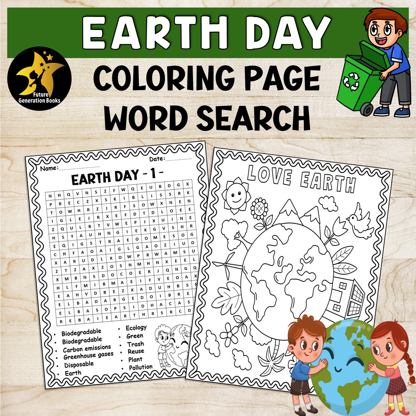 Free earth day word search puzzle activity earth day coloring page april worksheets made by teachers