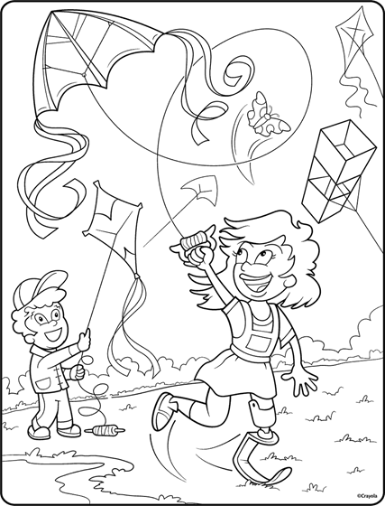 Colors of the world kite flying coloring page