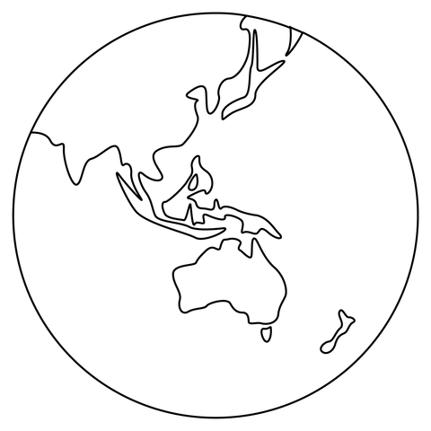 Globe showing asia australia coloring page free printable coloring pages