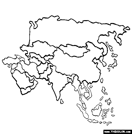 Asia coloring page free asia online coloring world map coloring page asia map map