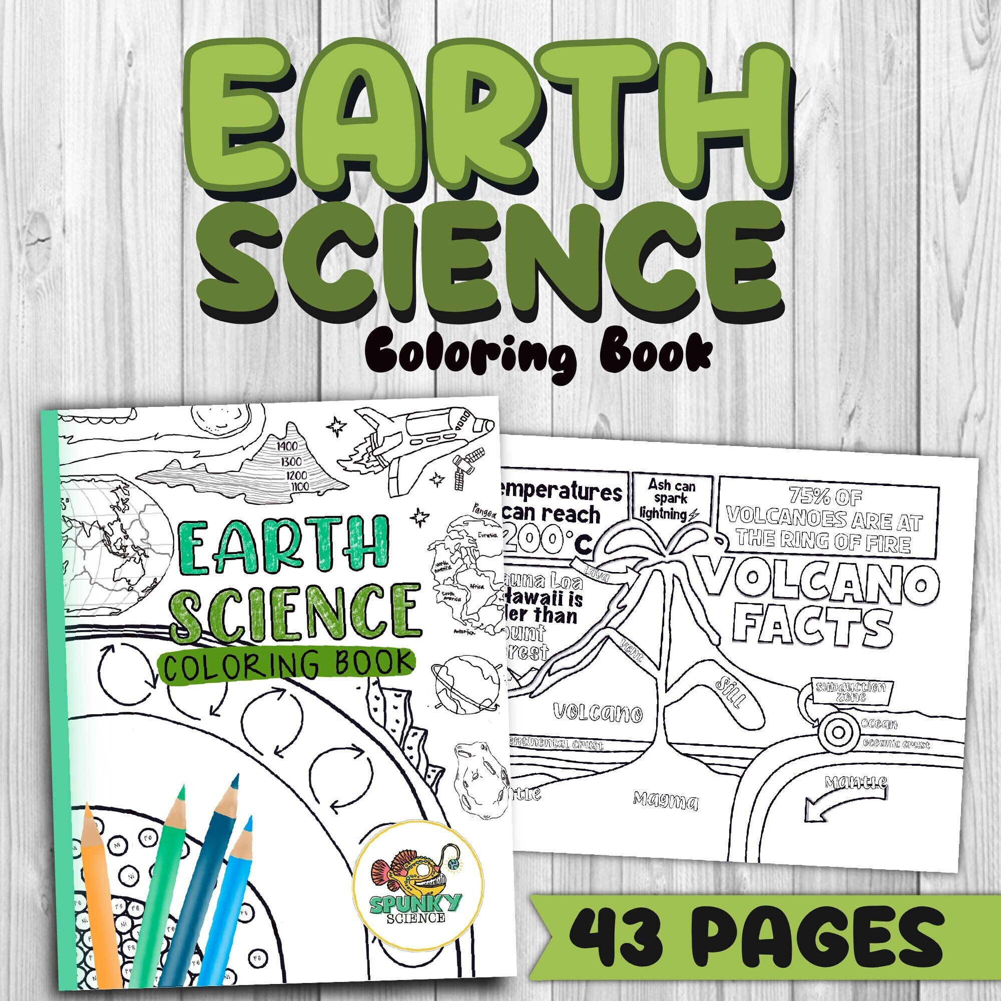 Earth science coloring book instant download