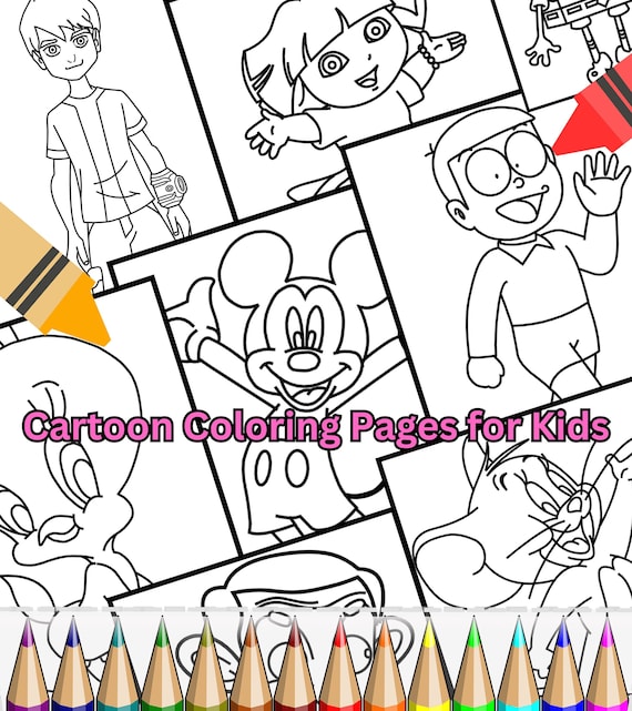 Cartoon character coloring pages printable pages for kids easy to color for kids printable coloring pages download print color