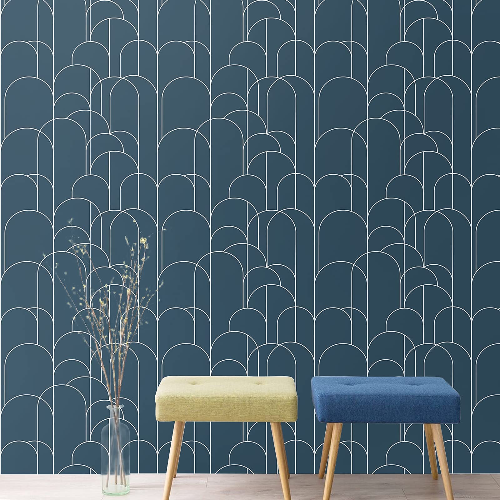 Peel and stick wallpaper modern blue geometric wallpaper in x in self