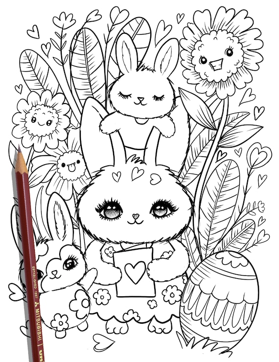 Printable cute easter coloring page hand