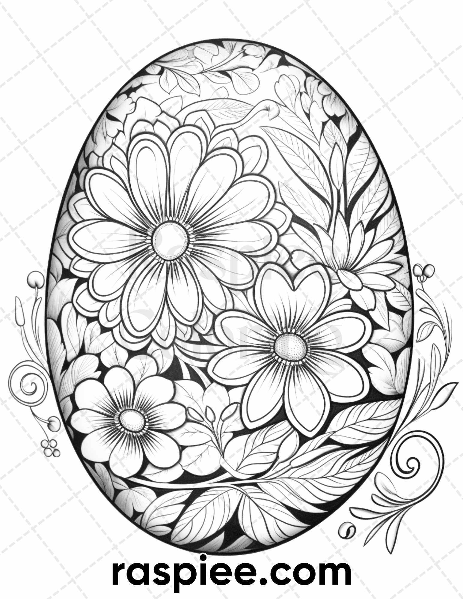 Easter egg grayscale adult coloring pages printable pdf instant do â coloring