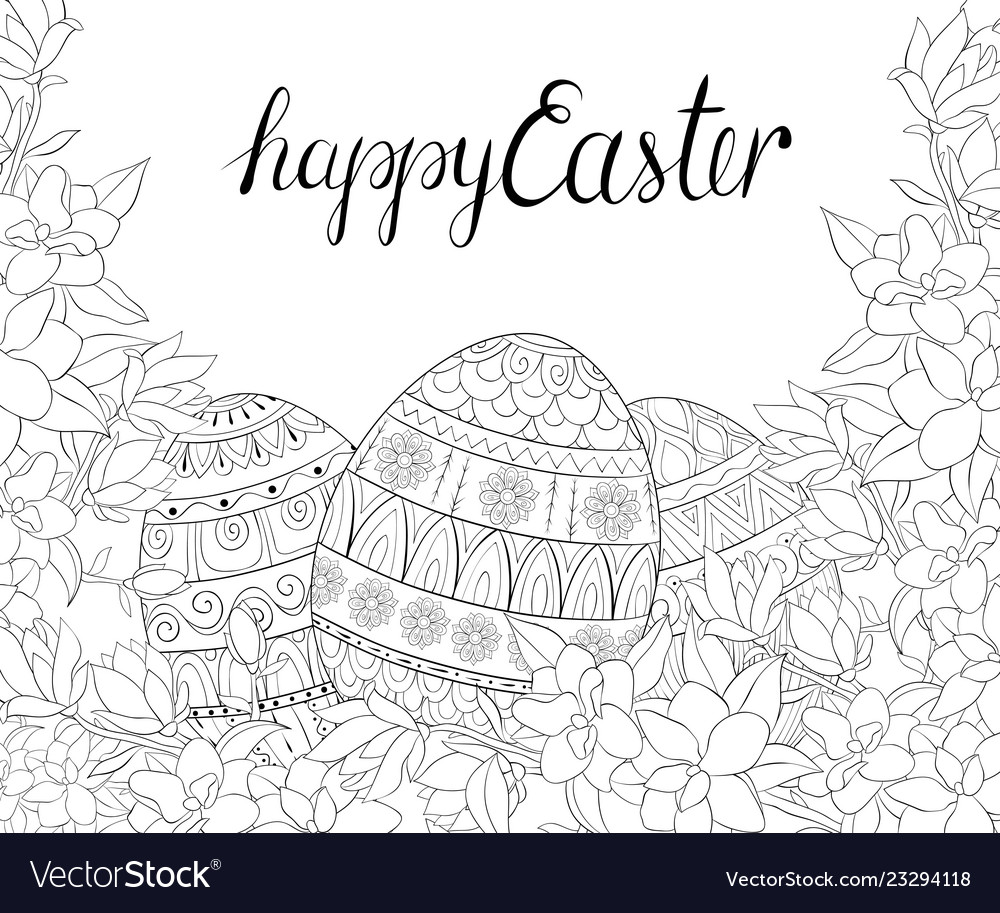 Adult coloring bookpage the easter eggs royalty free vector