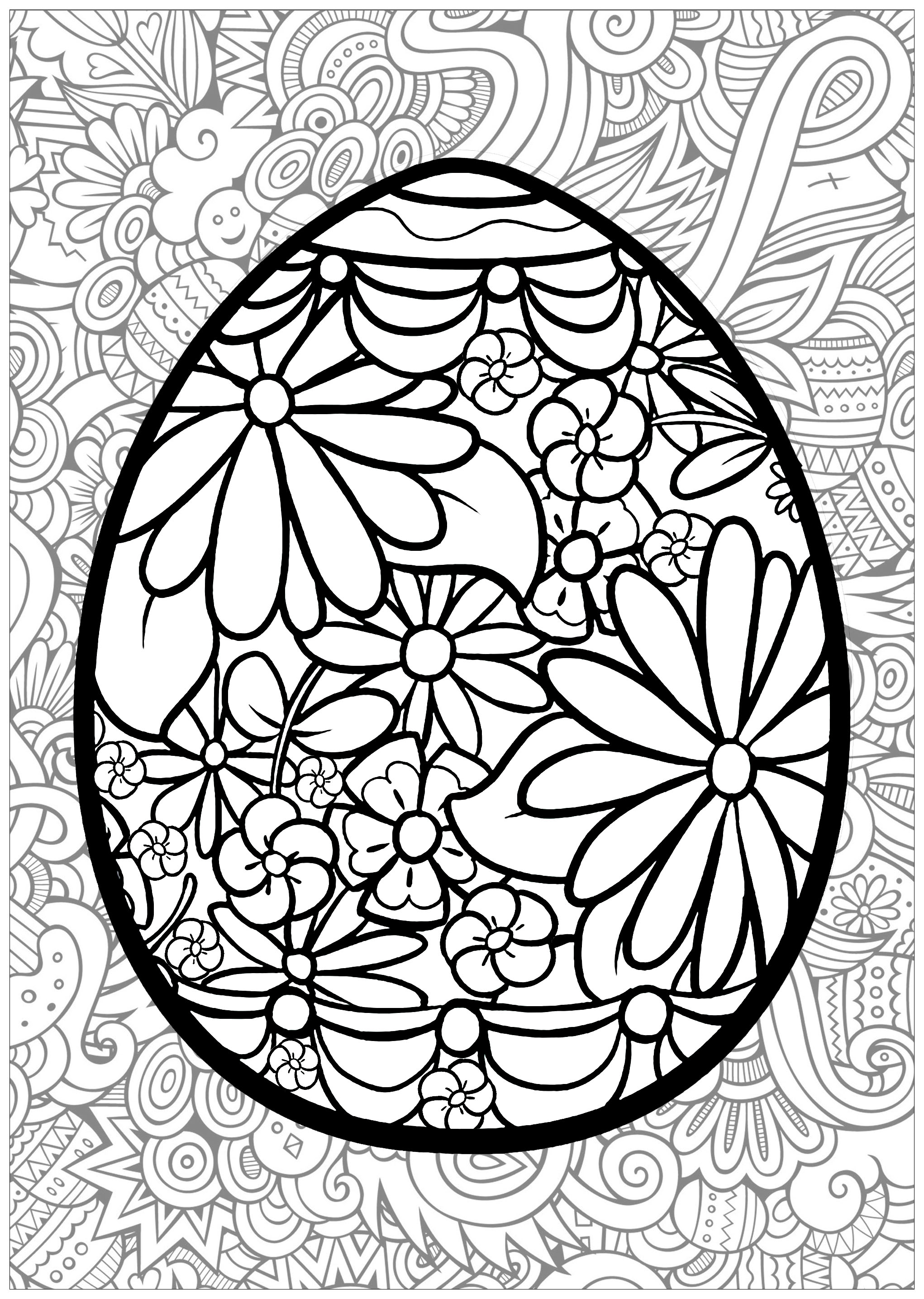 Easter egg with flowers with background