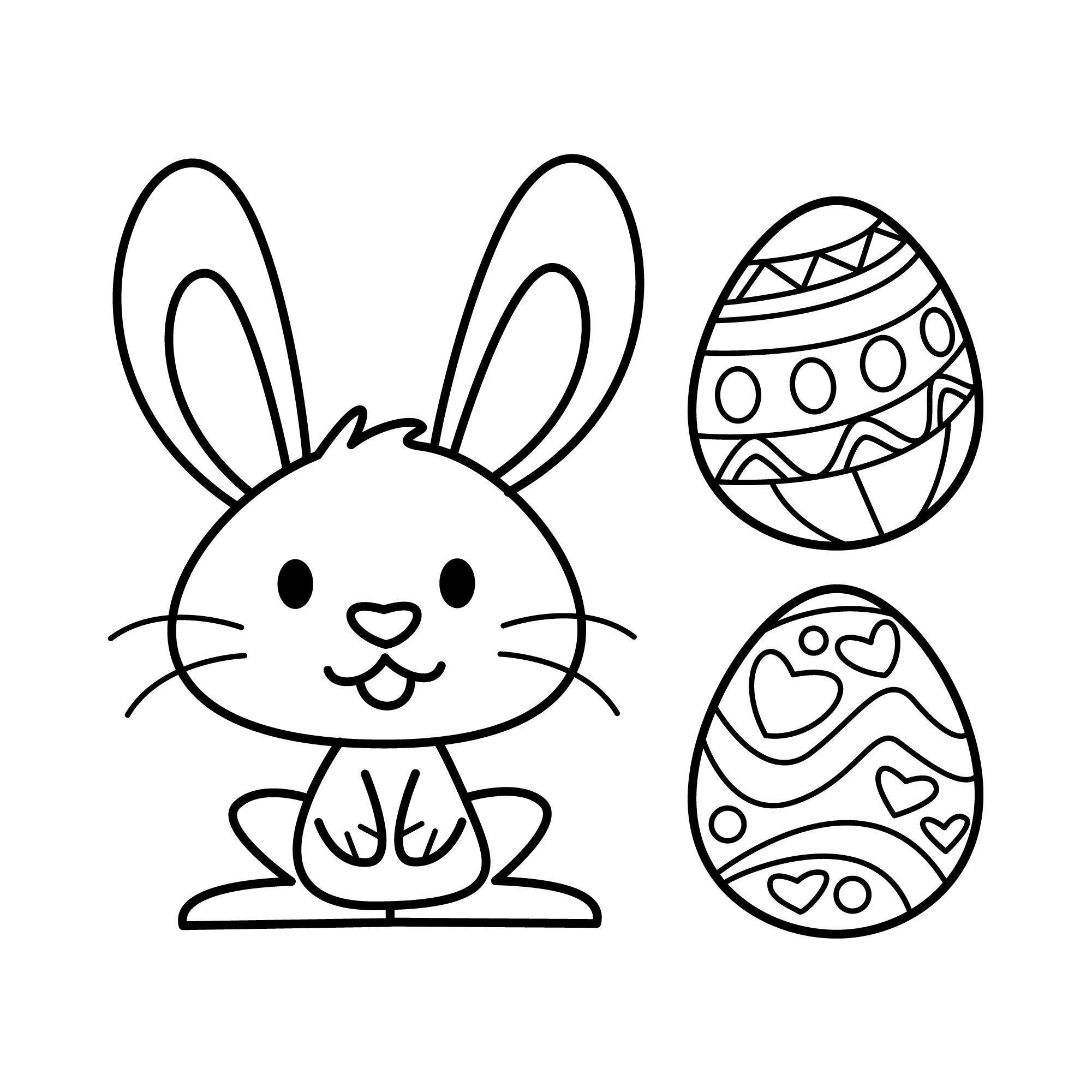 Printable digital cute easter bunny coloring book for children kids easy pages download now
