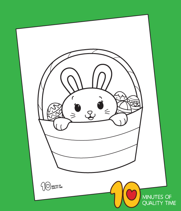 Easter bunny in a basket coloring page â minutes of quality time