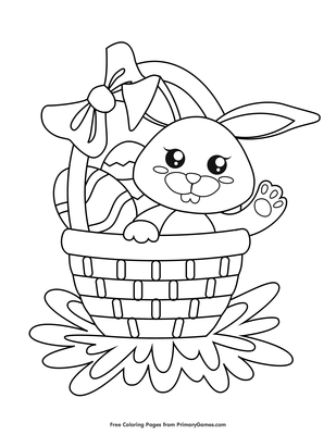 Easter basket with eggs and bunny coloring page â free printable pdf from