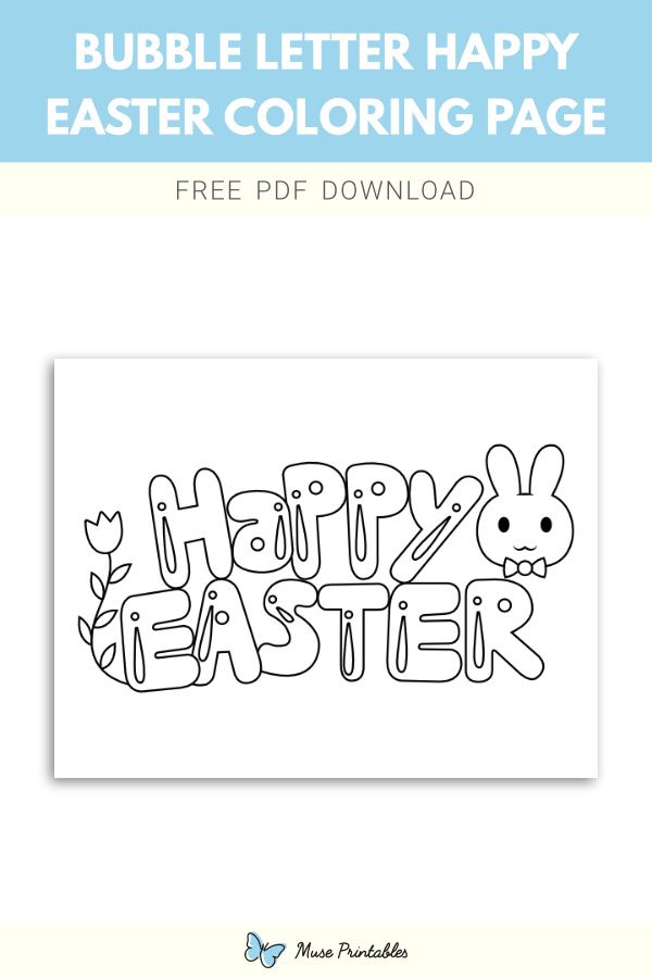 Free bubble letter happy easter coloring page easter coloring pages bubble letters lettering