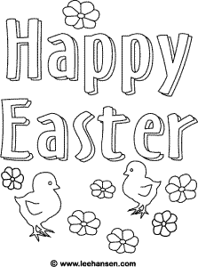 Easter coloring poster chicks and flowers printable coloring sheet