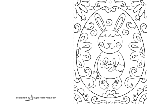 Easter doodle card with bunny coloring page free printable coloring pages