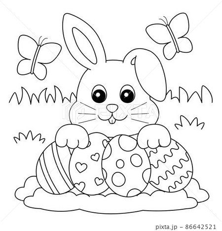 Rabbit collecting easter egg coloring page