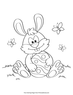 Easter bunny holding easter egg coloring page â free printable pdf from