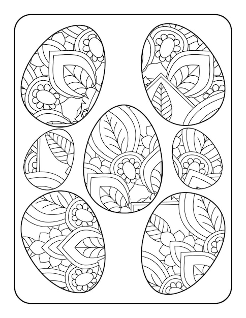 Premium vector easter egg coloring page easter bunny coloring page easter coloring page for adults and kids