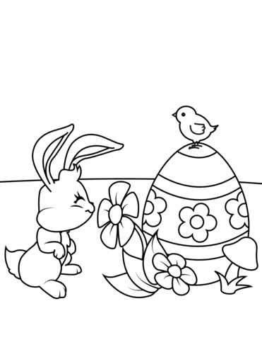 Easter bunny smelling flower coloring page free printable coloring pages