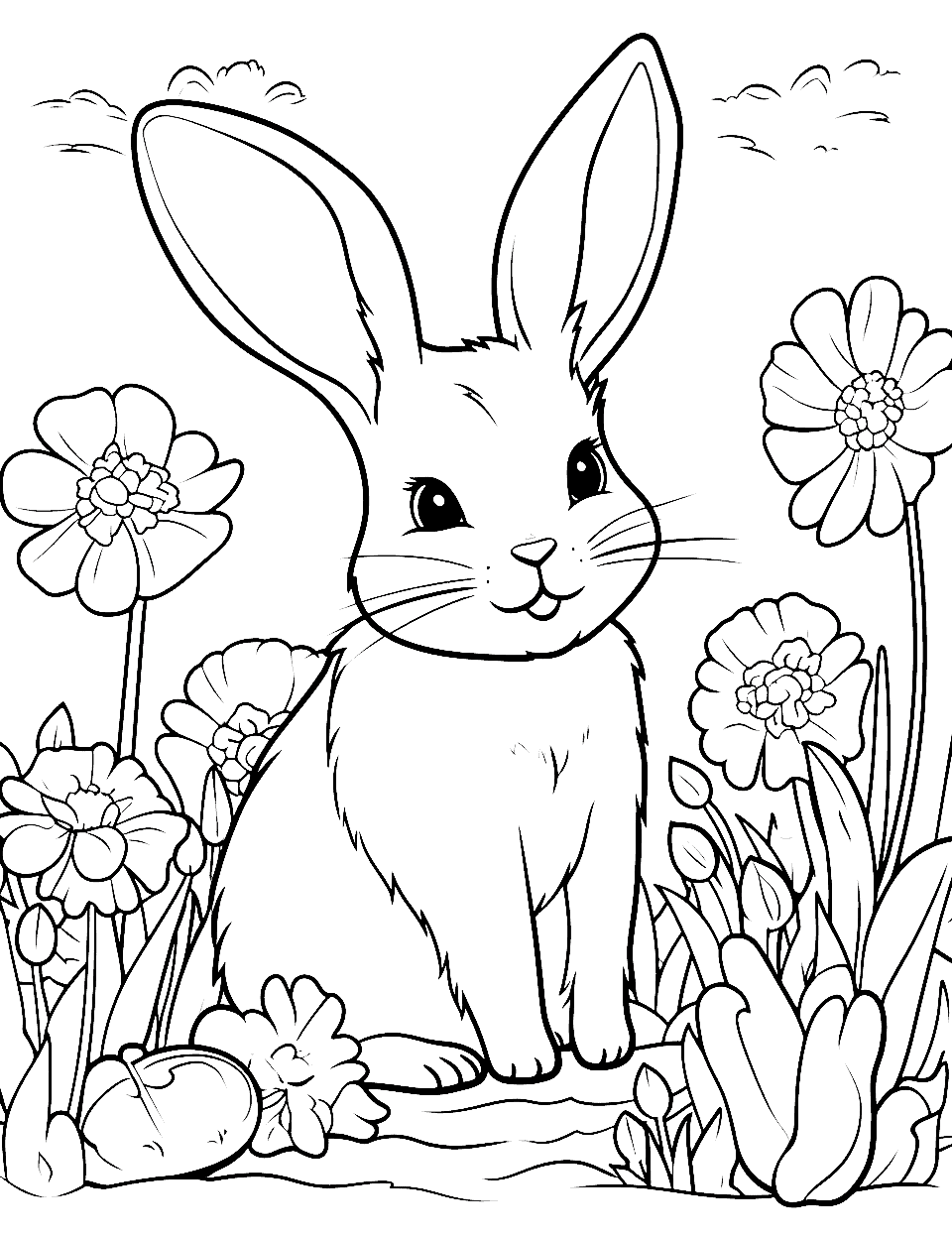 Rabbit bunny coloring pages free printables