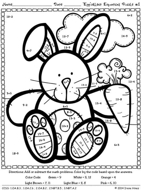 Easter math color by numbers coloring pages easter math worksheets easter math math coloring