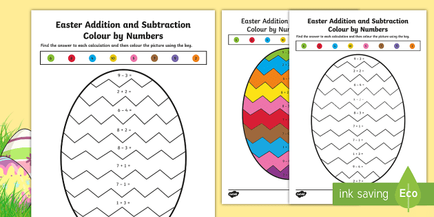 Easter lour by number maths activity