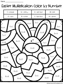 Easter color by number multiplication by the cozy crafty classroom