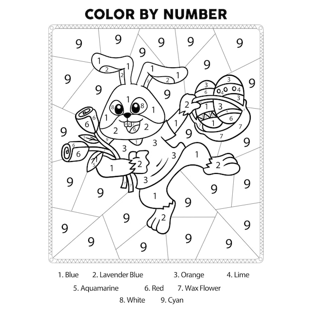 Premium vector easter day color by number coloring page