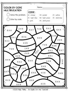 Easter color by number worksheets easter math worksheets easter math easter colors