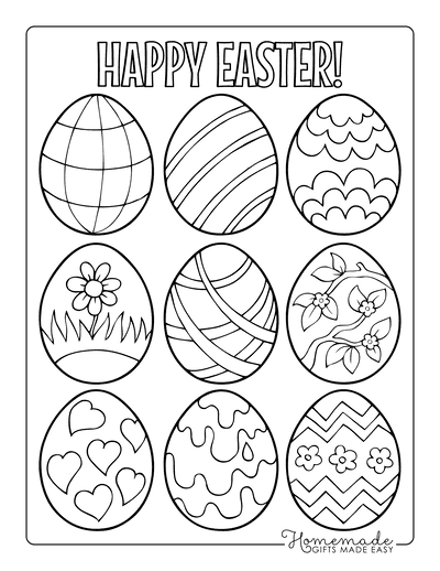 Easter egg coloring pages free printable templates