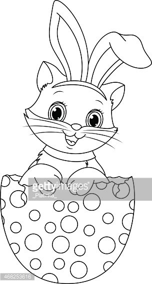 Easter cat coloring page stock vector royalty