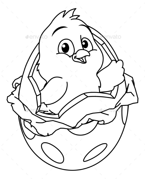 Easter chick egg coloring book page cartoon vectors