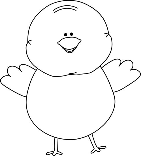 Black and white happy easter chick clip art