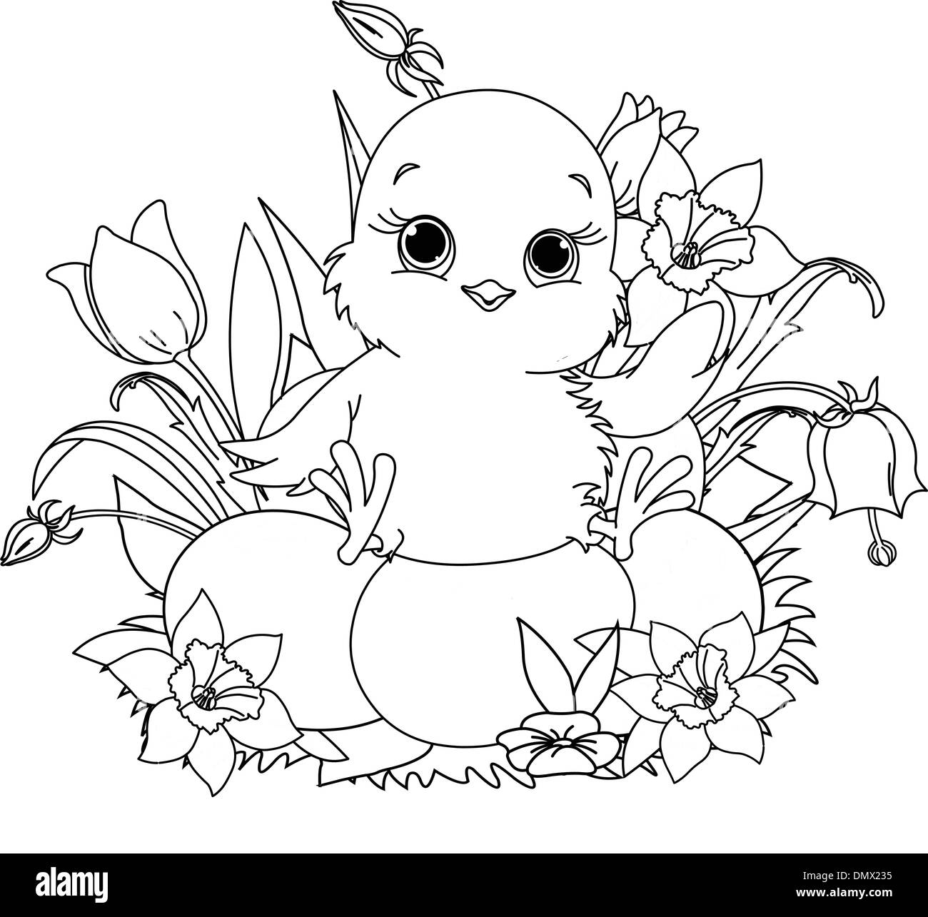 Easter chick coloring page hi