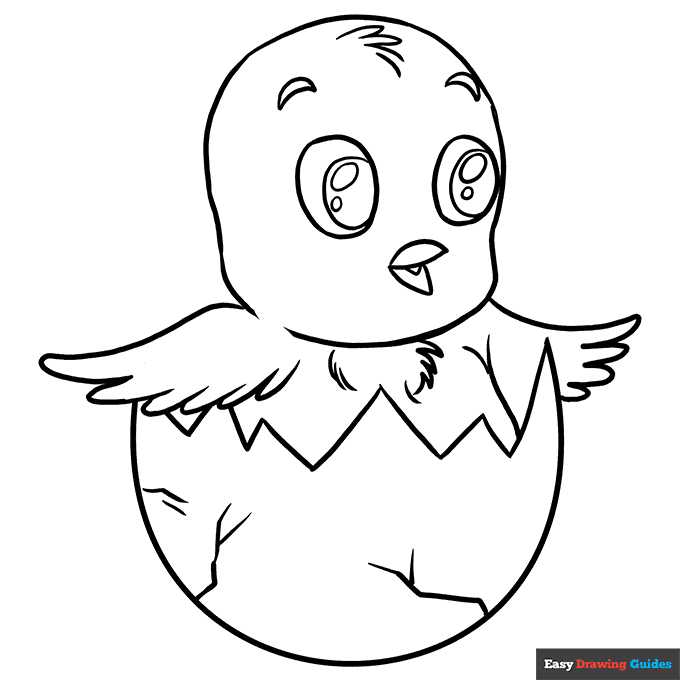 Easter chick coloring page easy drawing guides