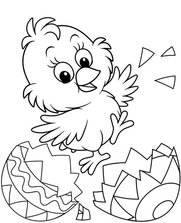 Easter chick coloring page for easter