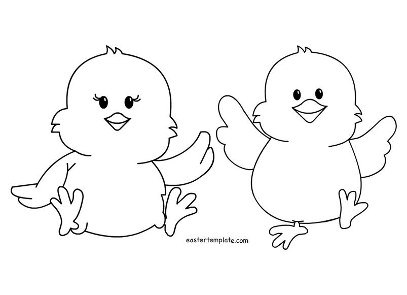 Two easter chicks coloring page kids