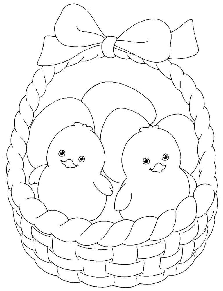 Easter chicks coloring page