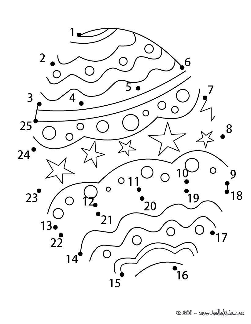 Easter egg dot to dot game coloring pages