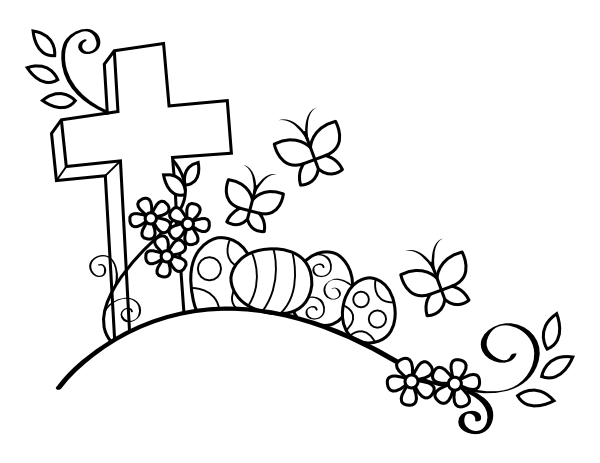 Printable easter cross coloring page