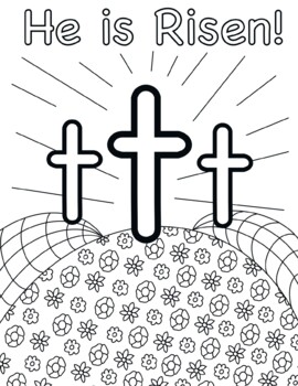 He is risen cross christian easter coloring page sheet by knox worksheets