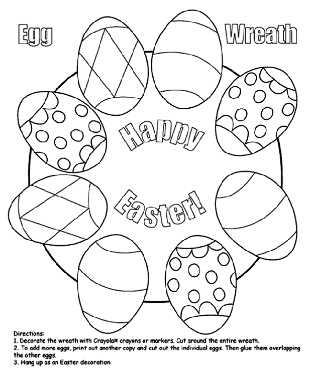 Easter egg wreath coloring page